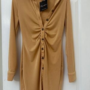 Tan button down dress